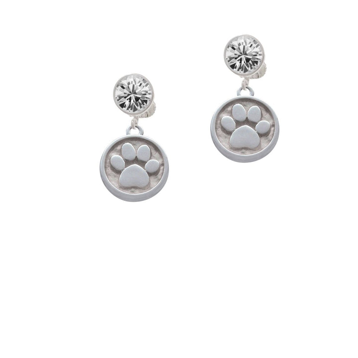 Paw - Round Seal Crystal Clip On Earrings Image 2