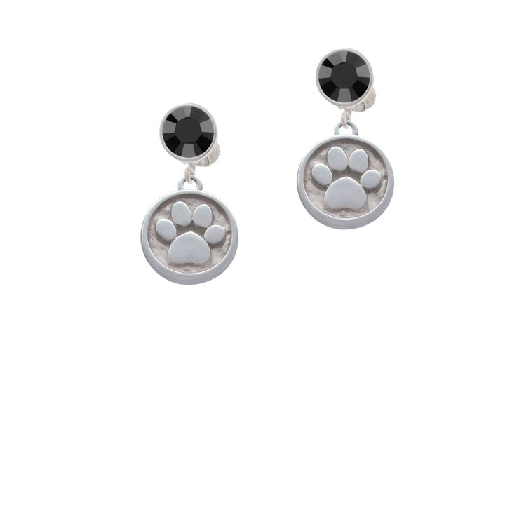 Paw - Round Seal Crystal Clip On Earrings Image 3