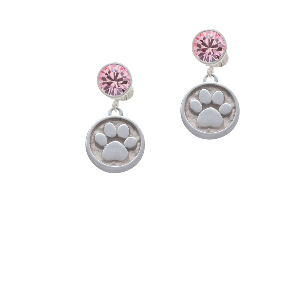 Paw - Round Seal Crystal Clip On Earrings Image 4