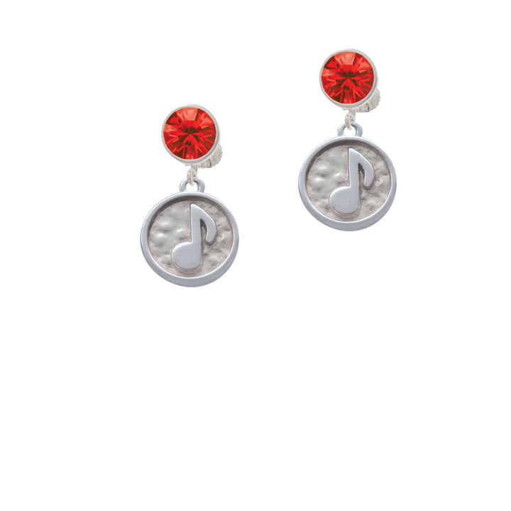 Music Note - Round Seal Crystal Clip On Earrings Image 4