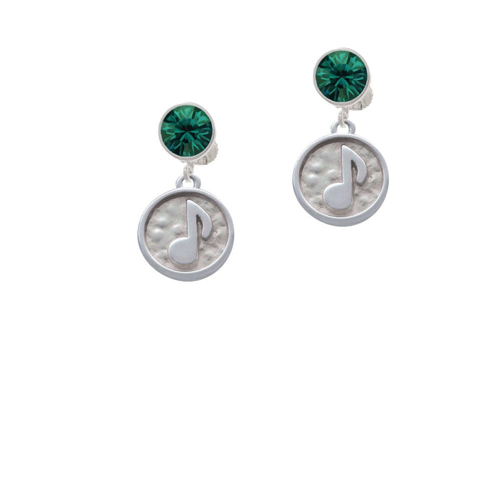 Music Note - Round Seal Crystal Clip On Earrings Image 1