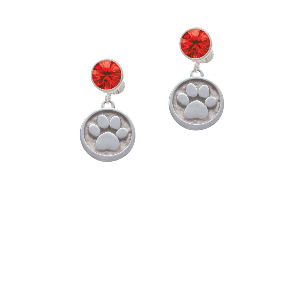 Paw - Round Seal Crystal Clip On Earrings Image 4