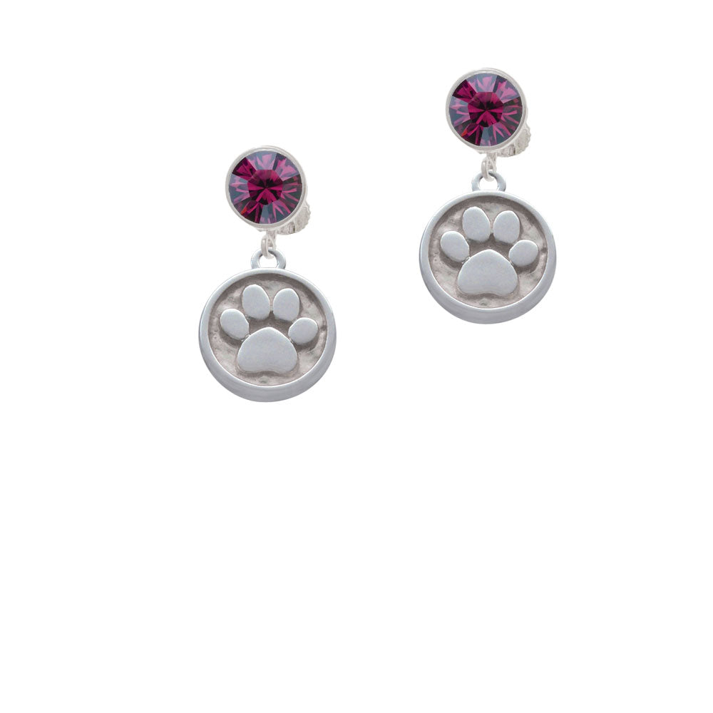 Paw - Round Seal Crystal Clip On Earrings Image 8