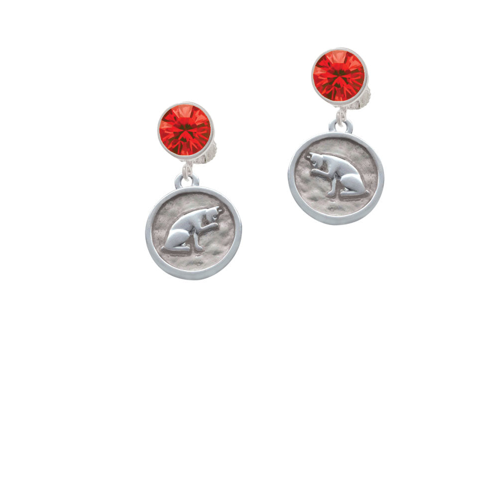 Sitting Cat - Round Seal Crystal Clip On Earrings Image 4