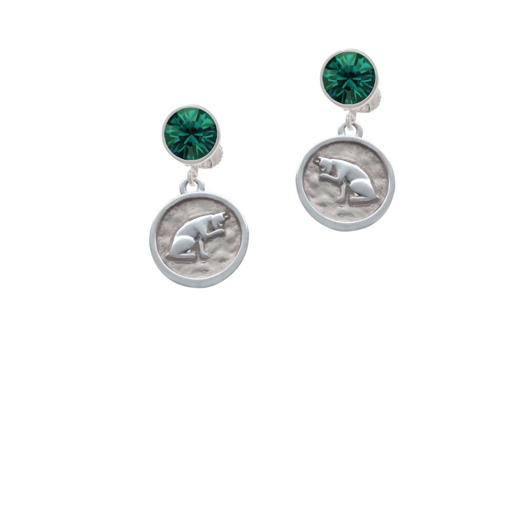 Sitting Cat - Round Seal Crystal Clip On Earrings Image 6