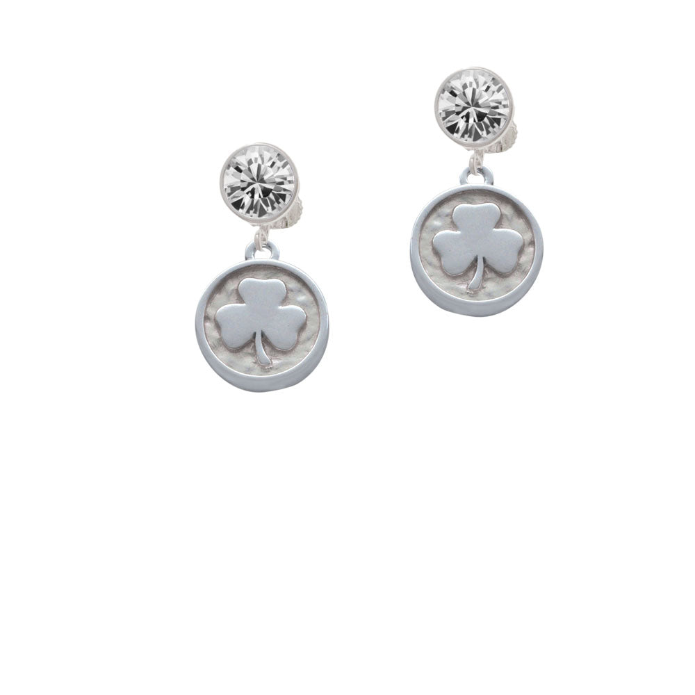 Shamrock - Round Seal Crystal Clip On Earrings Image 2