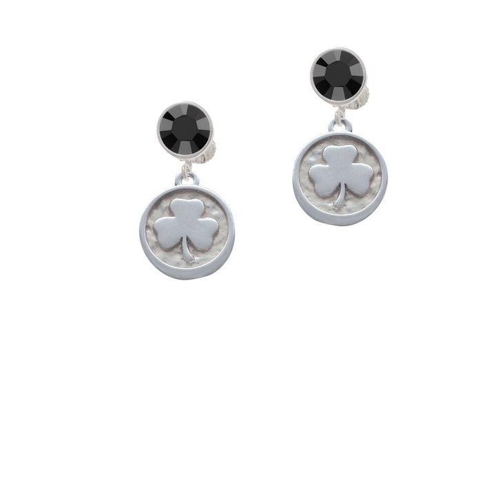 Shamrock - Round Seal Crystal Clip On Earrings Image 3