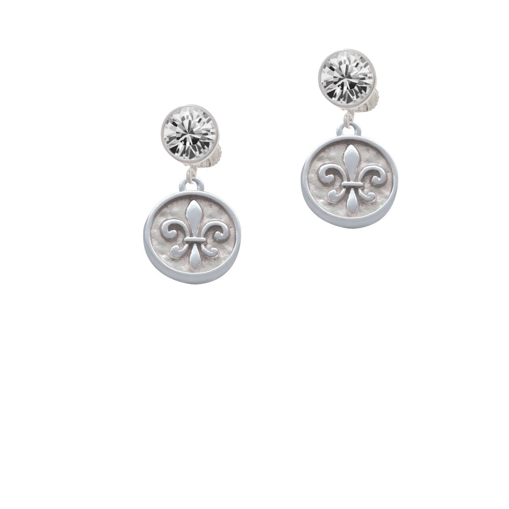 Fleur di Lis - Round Seal Crystal Clip On Earrings Image 2