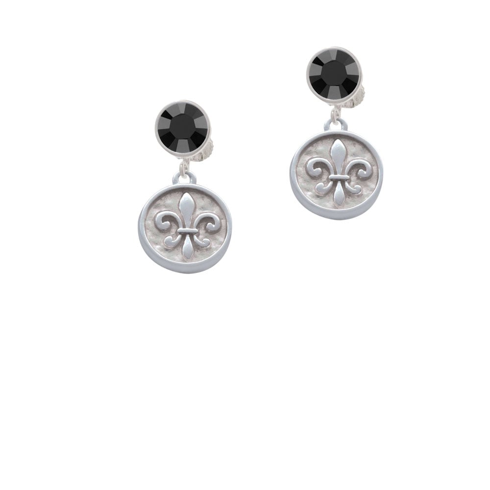 Fleur di Lis - Round Seal Crystal Clip On Earrings Image 3