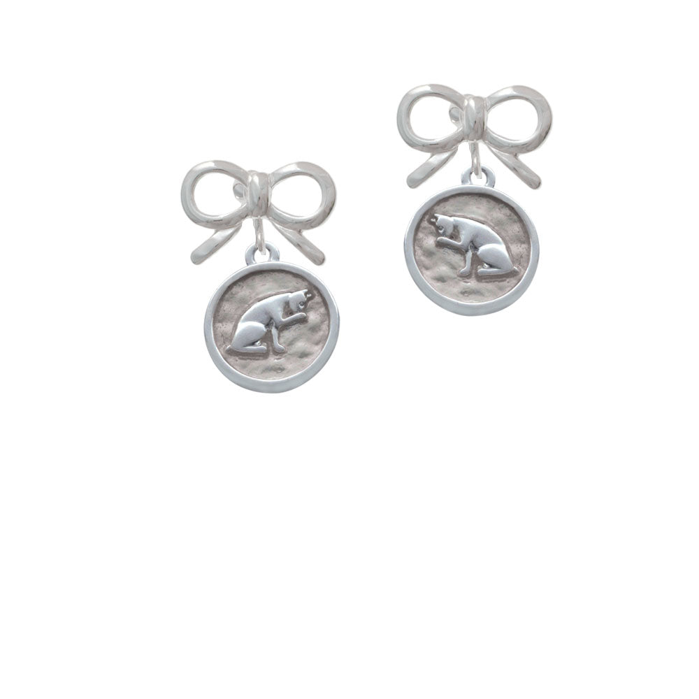 Sitting Cat - Round Seal Crystal Clip On Earrings Image 9