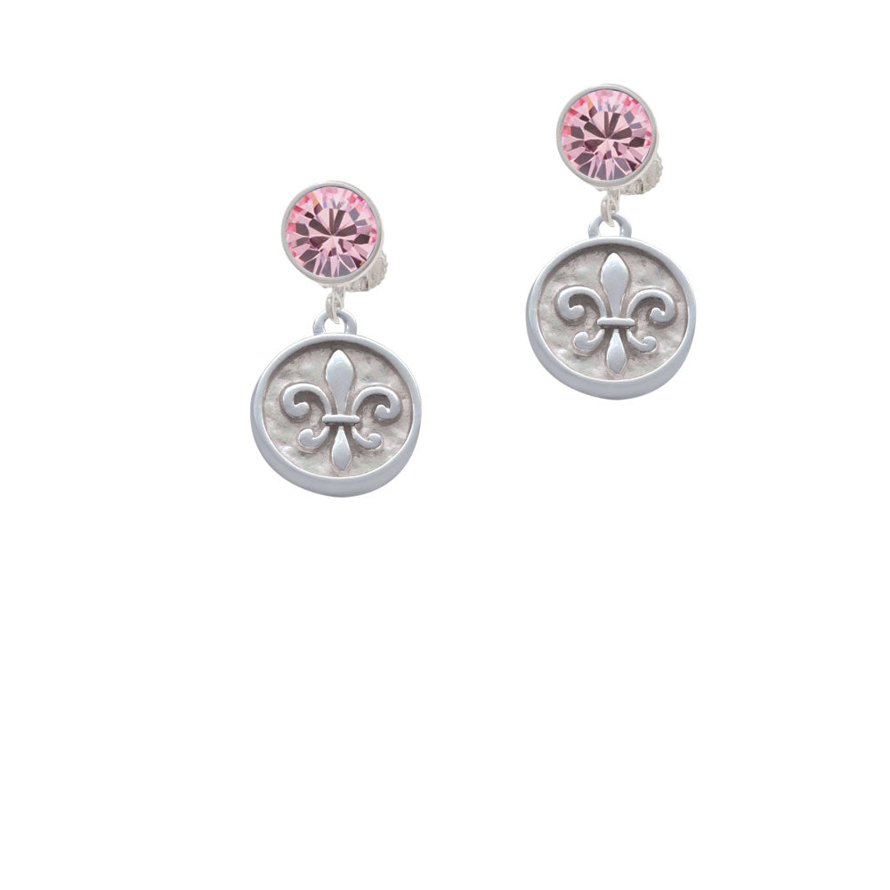 Fleur di Lis - Round Seal Crystal Clip On Earrings Image 4