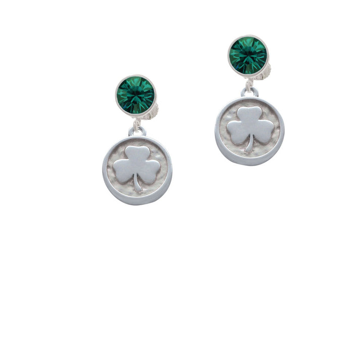 Shamrock - Round Seal Crystal Clip On Earrings Image 6