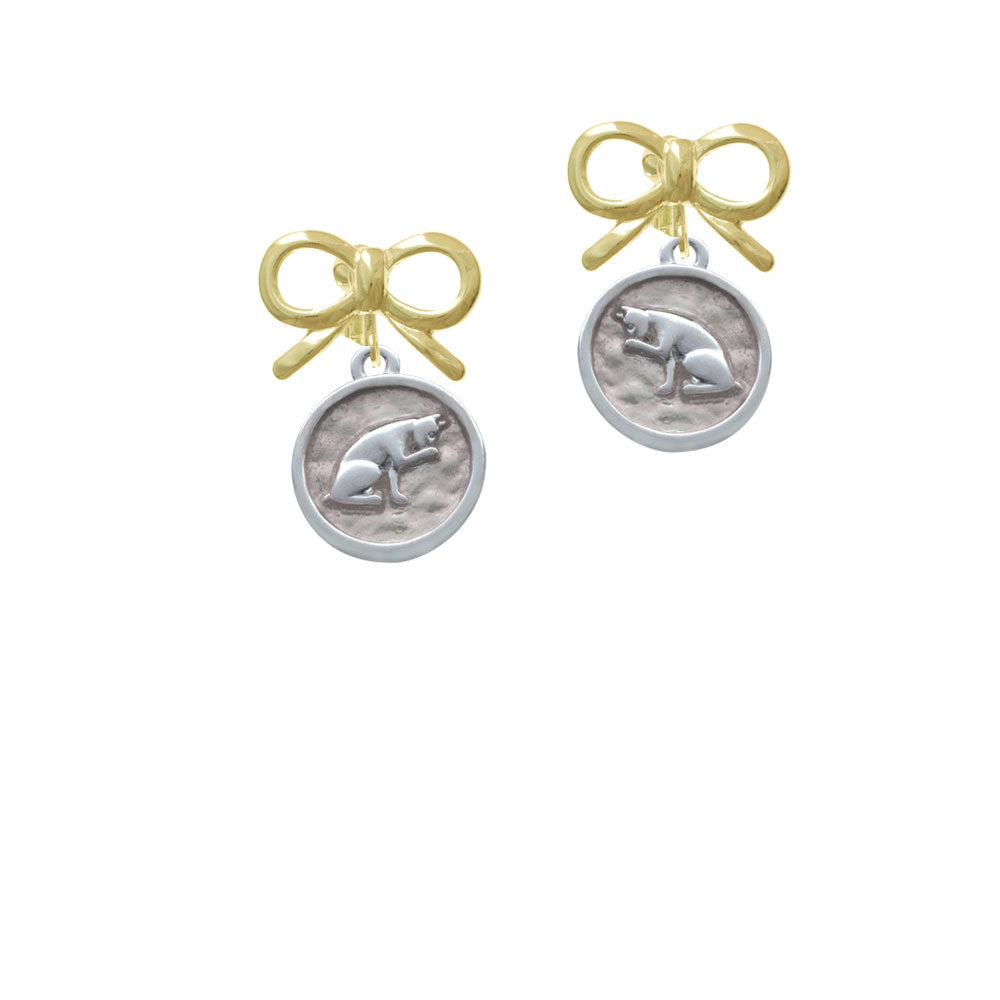 Sitting Cat - Round Seal Crystal Clip On Earrings Image 10