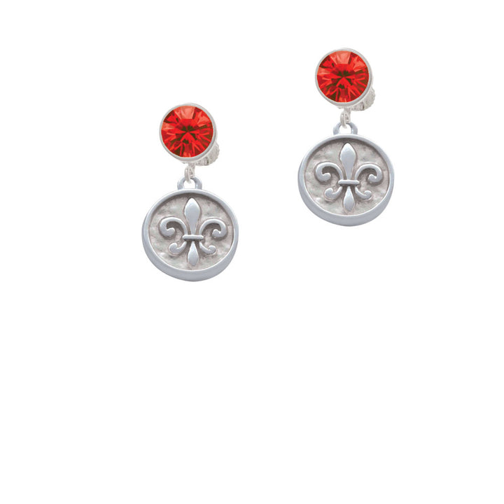 Fleur di Lis - Round Seal Crystal Clip On Earrings Image 4