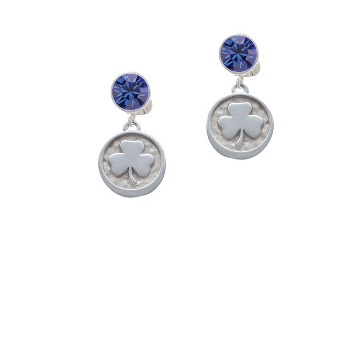 Shamrock - Round Seal Crystal Clip On Earrings Image 1