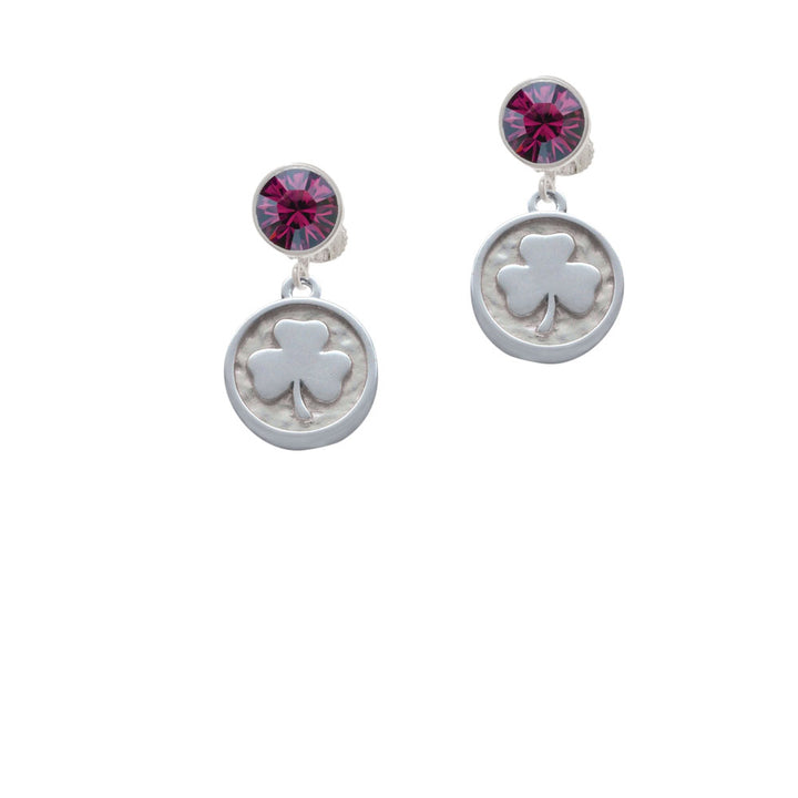 Shamrock - Round Seal Crystal Clip On Earrings Image 8