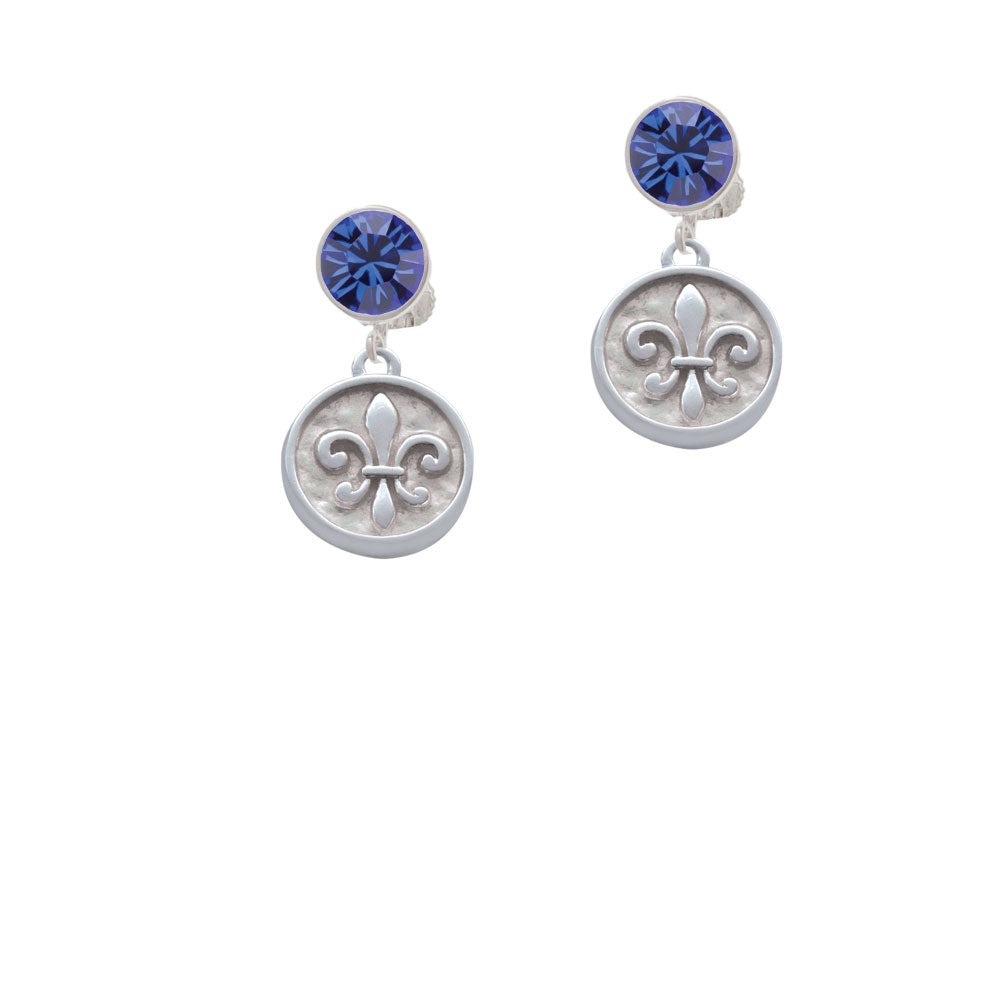 Fleur di Lis - Round Seal Crystal Clip On Earrings Image 7