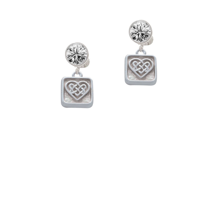 Celtic Knot Heart - Square Seal Crystal Clip On Earrings Image 2