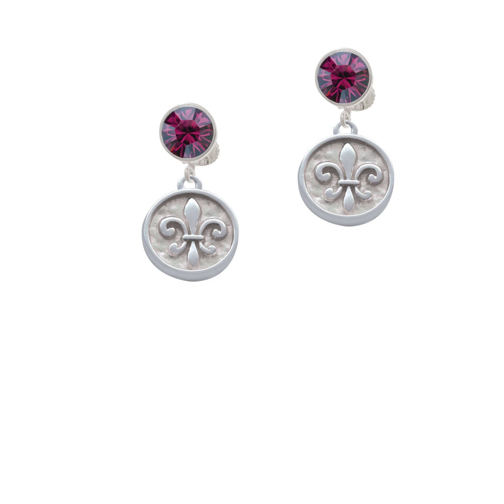 Fleur di Lis - Round Seal Crystal Clip On Earrings Image 8