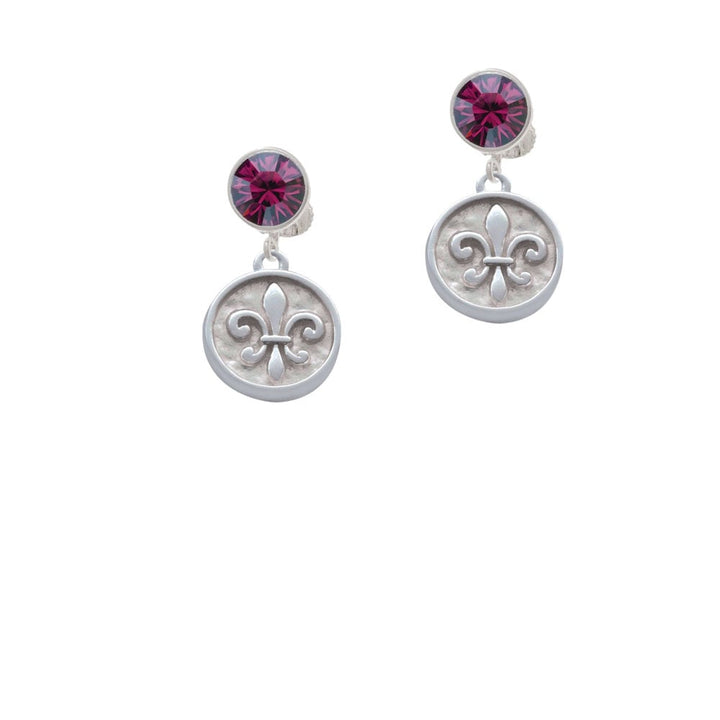 Fleur di Lis - Round Seal Crystal Clip On Earrings Image 1