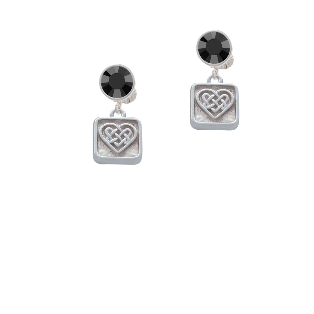 Celtic Knot Heart - Square Seal Crystal Clip On Earrings Image 3