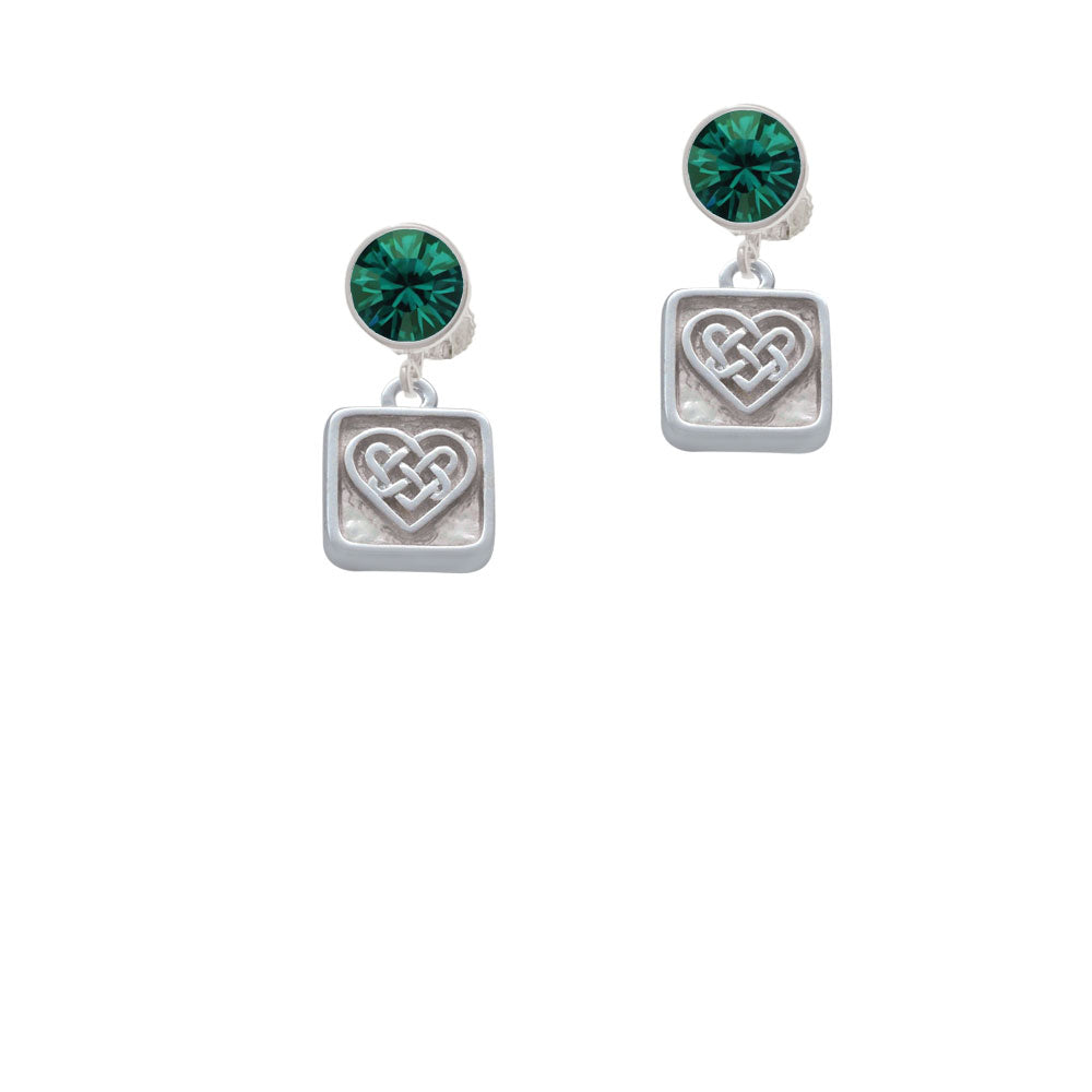 Celtic Knot Heart - Square Seal Crystal Clip On Earrings Image 6