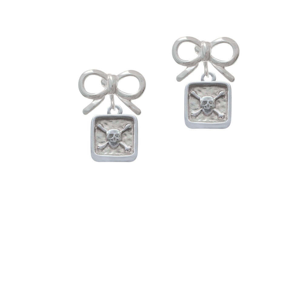 Skull and Bones - Square Seal Crystal Clip On Earrings Image 9