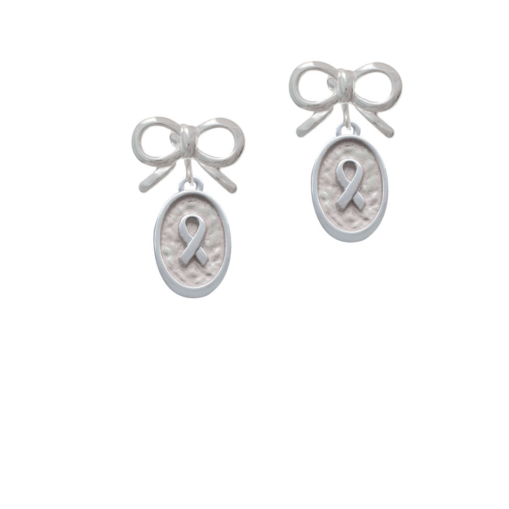 Awareness Ribbon - Oval Seal Crystal Clip On Earrings Image 9