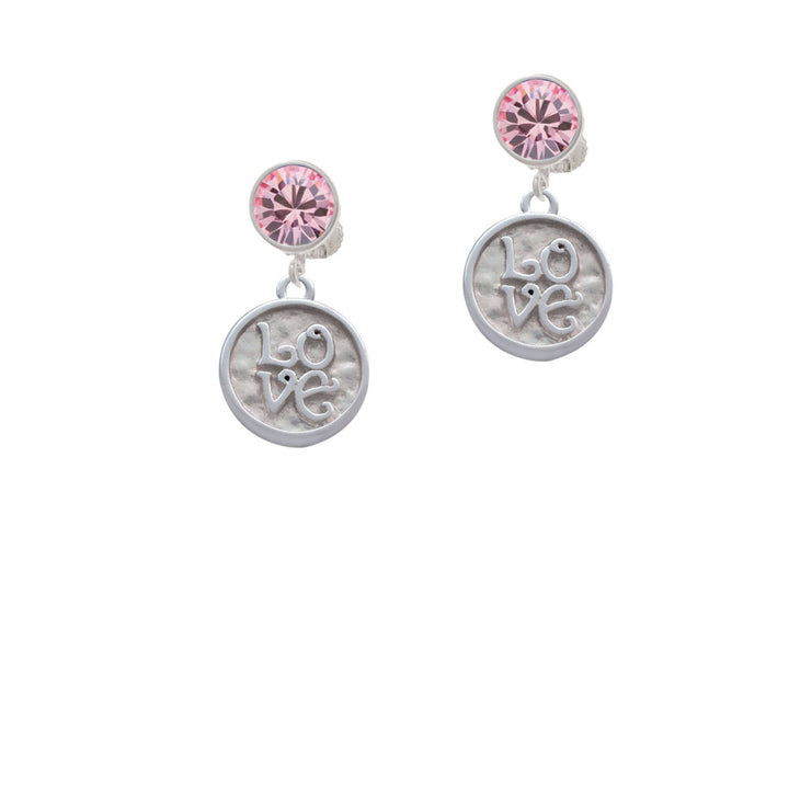 Love Square - Round Seal Crystal Clip On Earrings Image 4