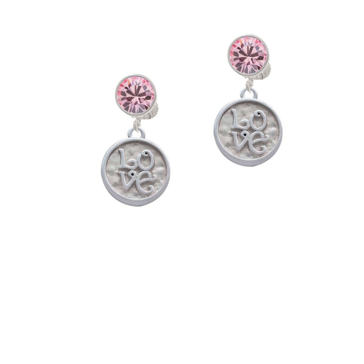 Love Square - Round Seal Crystal Clip On Earrings Image 1