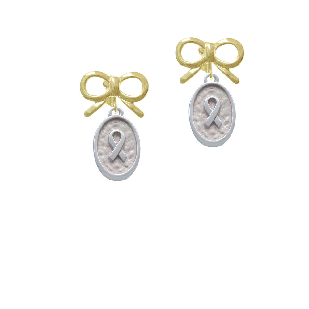 Awareness Ribbon - Oval Seal Crystal Clip On Earrings Image 10