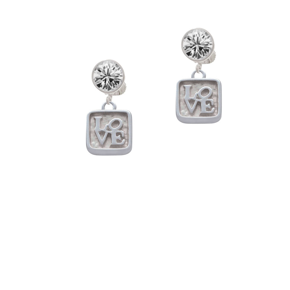 Love Square - Square Seal Crystal Clip On Earrings Image 2