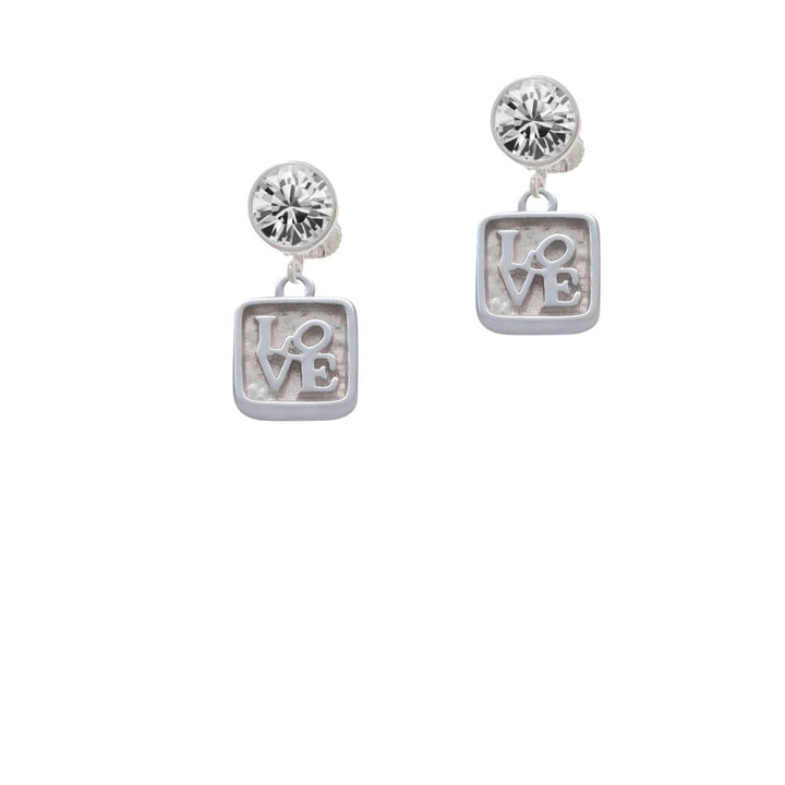 Love Square - Square Seal Crystal Clip On Earrings Image 1