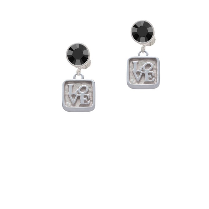 Love Square - Square Seal Crystal Clip On Earrings Image 3