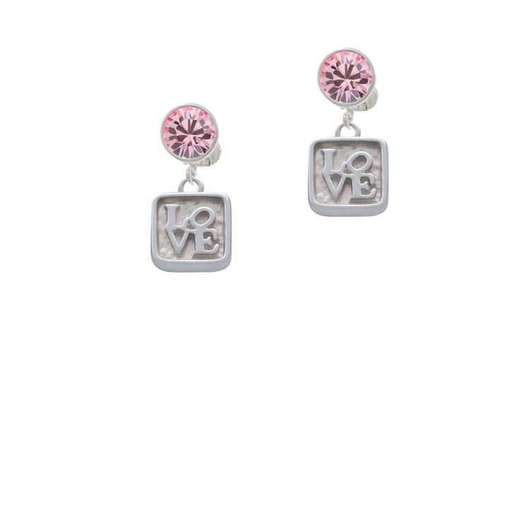 Love Square - Square Seal Crystal Clip On Earrings Image 4