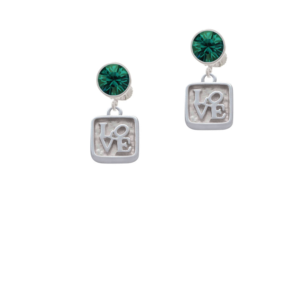 Love Square - Square Seal Crystal Clip On Earrings Image 6