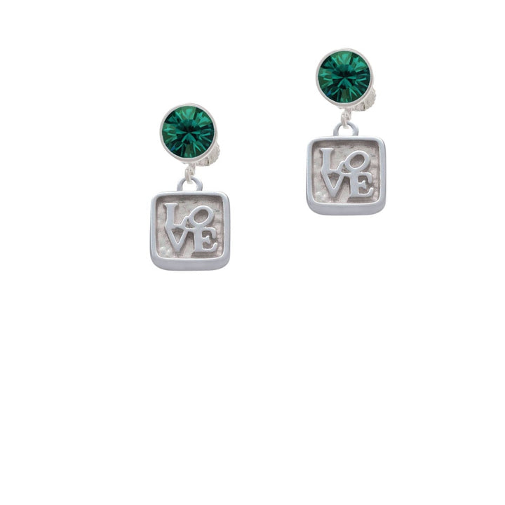 Love Square - Square Seal Crystal Clip On Earrings Image 1