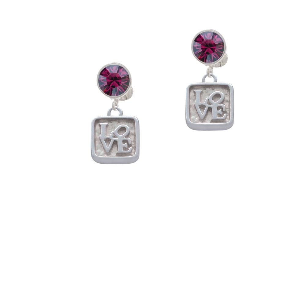 Love Square - Square Seal Crystal Clip On Earrings Image 8