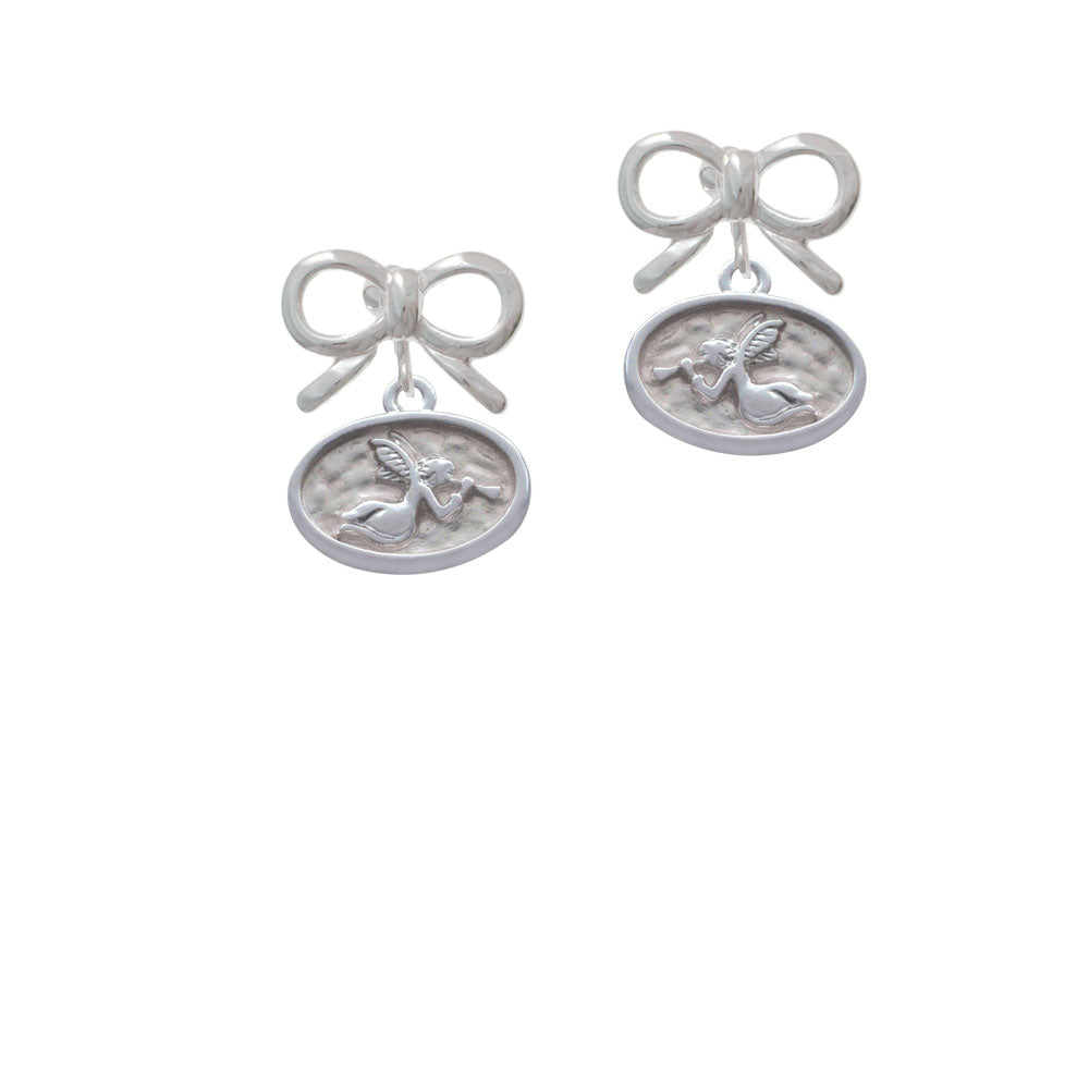 Trumpeter Angel - Oval Seal Crystal Clip On Earrings Image 9