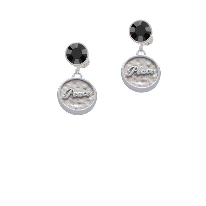 Peace - Round Seal Crystal Clip On Earrings Image 3