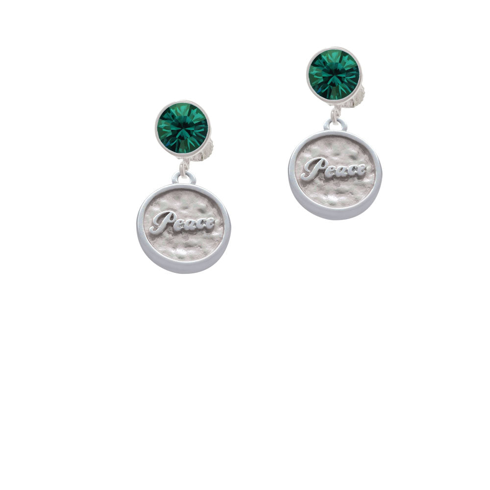 Peace - Round Seal Crystal Clip On Earrings Image 6