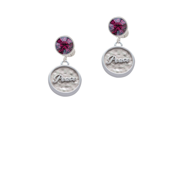 Peace - Round Seal Crystal Clip On Earrings Image 8