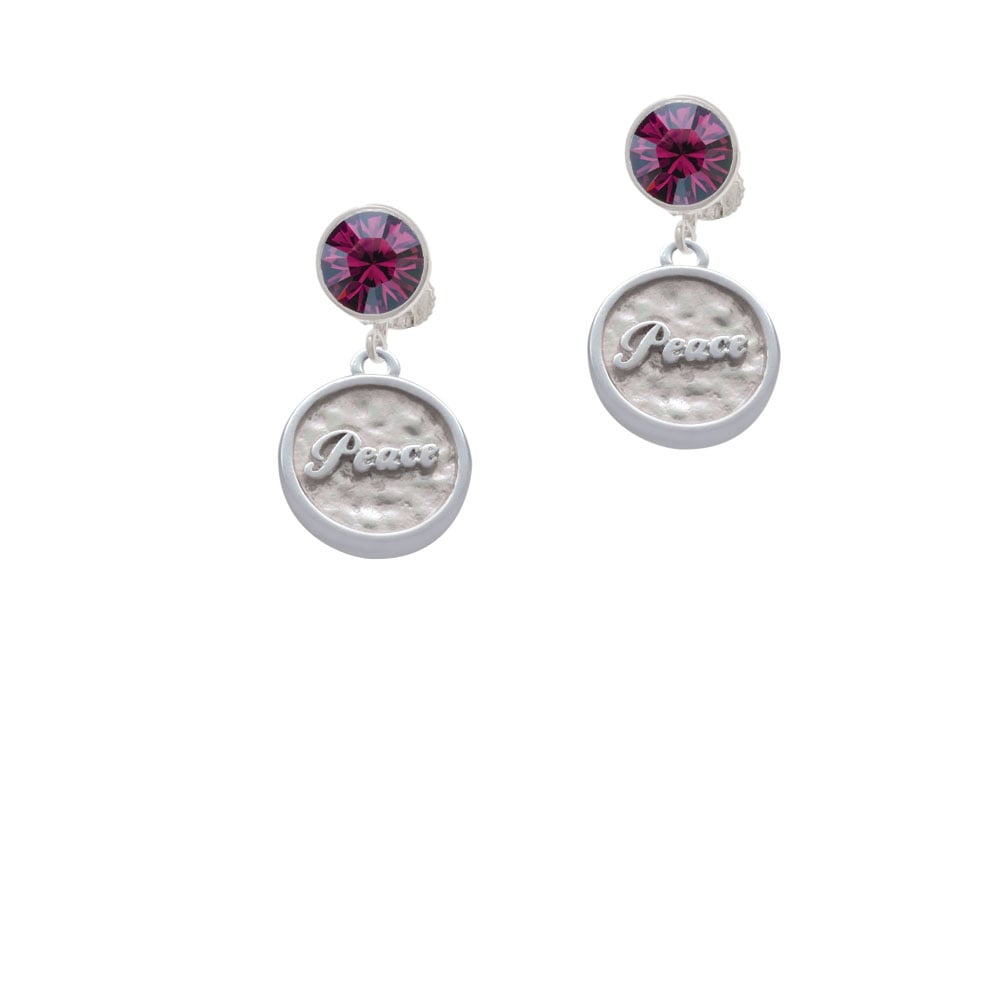 Peace - Round Seal Crystal Clip On Earrings Image 1