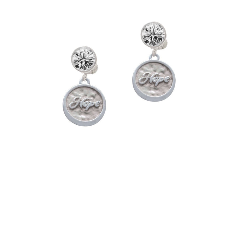 Hope - Round Seal Crystal Clip On Earrings Image 2