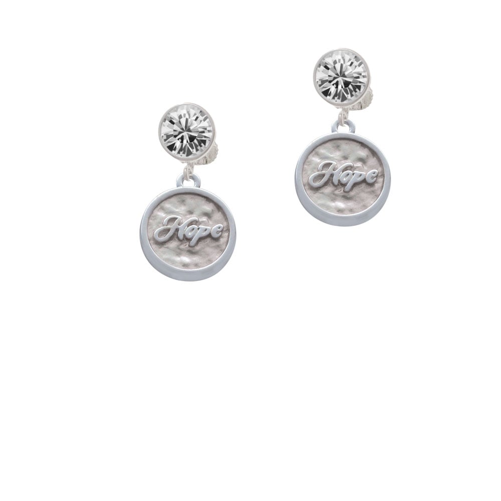 Hope - Round Seal Crystal Clip On Earrings Image 1