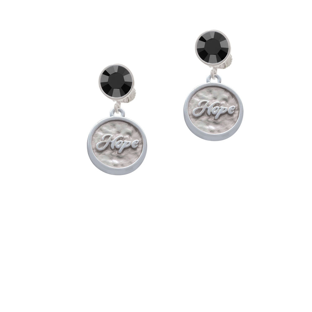 Hope - Round Seal Crystal Clip On Earrings Image 3