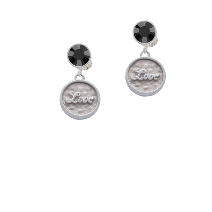 Love - Round Seal Crystal Clip On Earrings Image 1