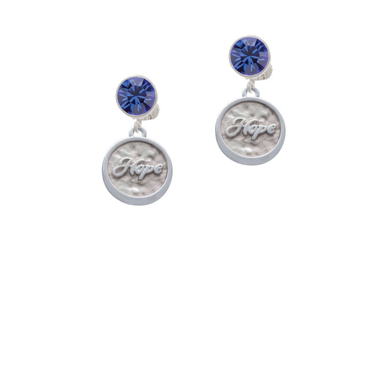 Hope - Round Seal Crystal Clip On Earrings Image 1