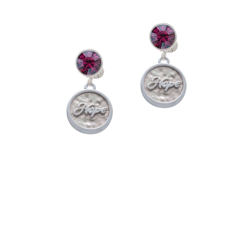 Hope - Round Seal Crystal Clip On Earrings Image 8