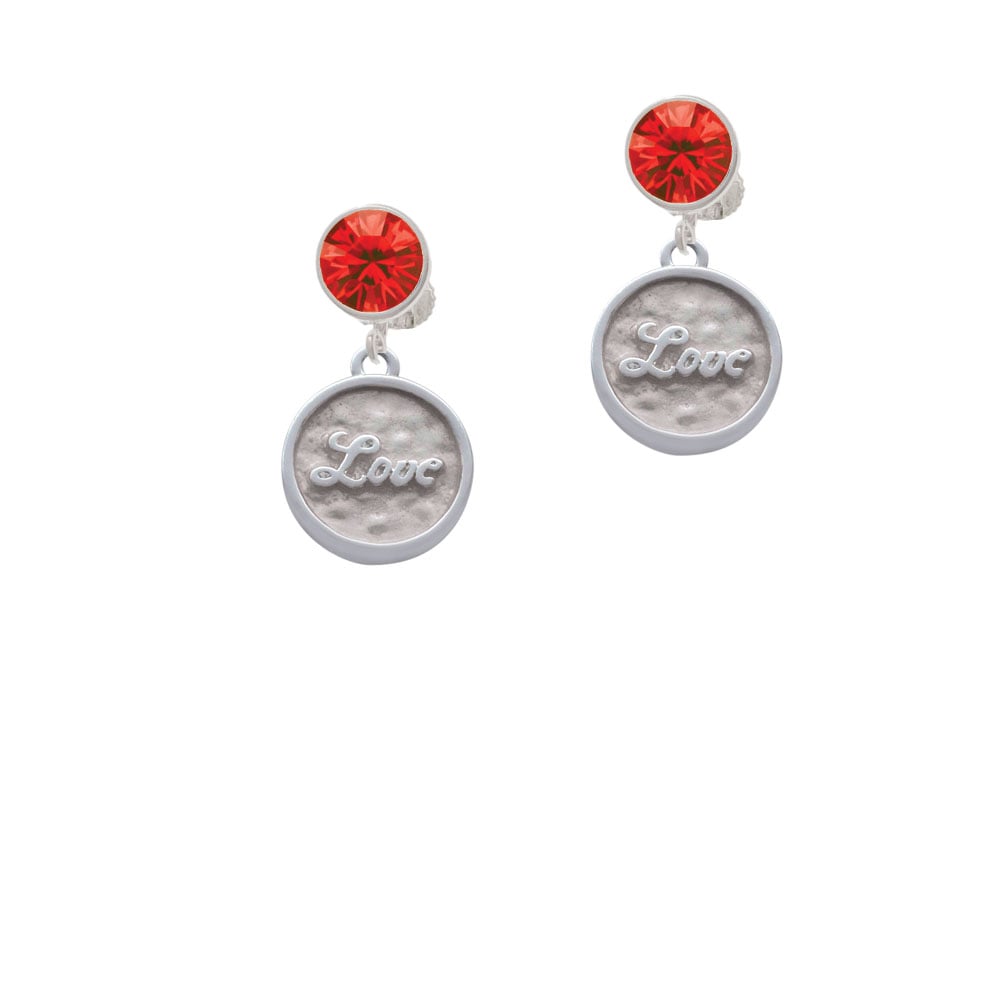 Love - Round Seal Crystal Clip On Earrings Image 4